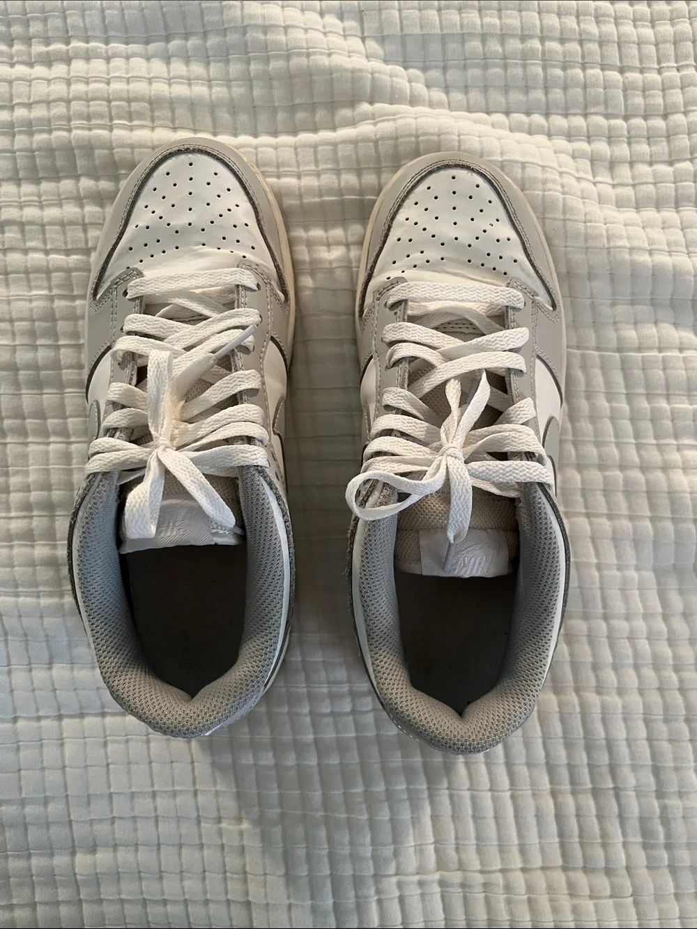Nike Dunks White and Light Gray Athletic Sneakers